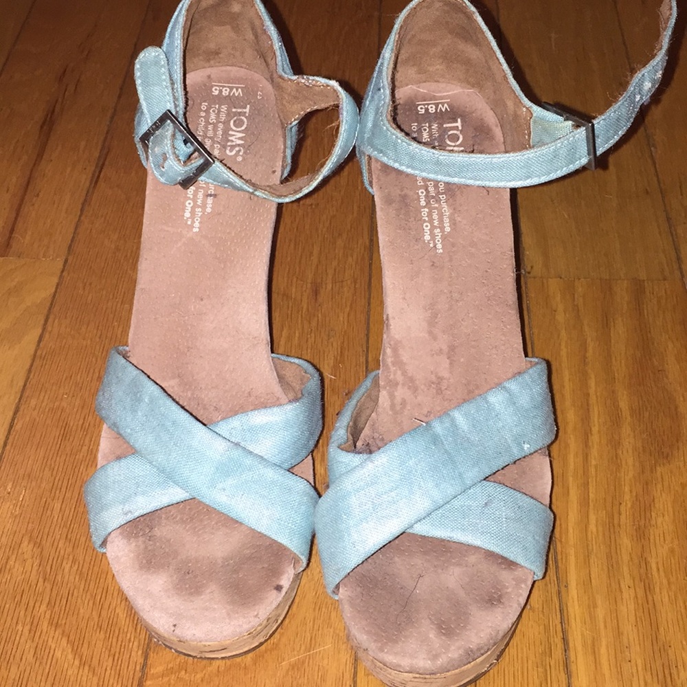 Blue& Silver Toms Wedges